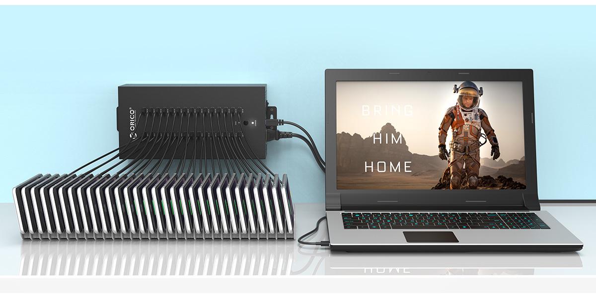 ORICO IH30P Steel 30 Port USB2.0 Industrial HUB with Data Cable and ...